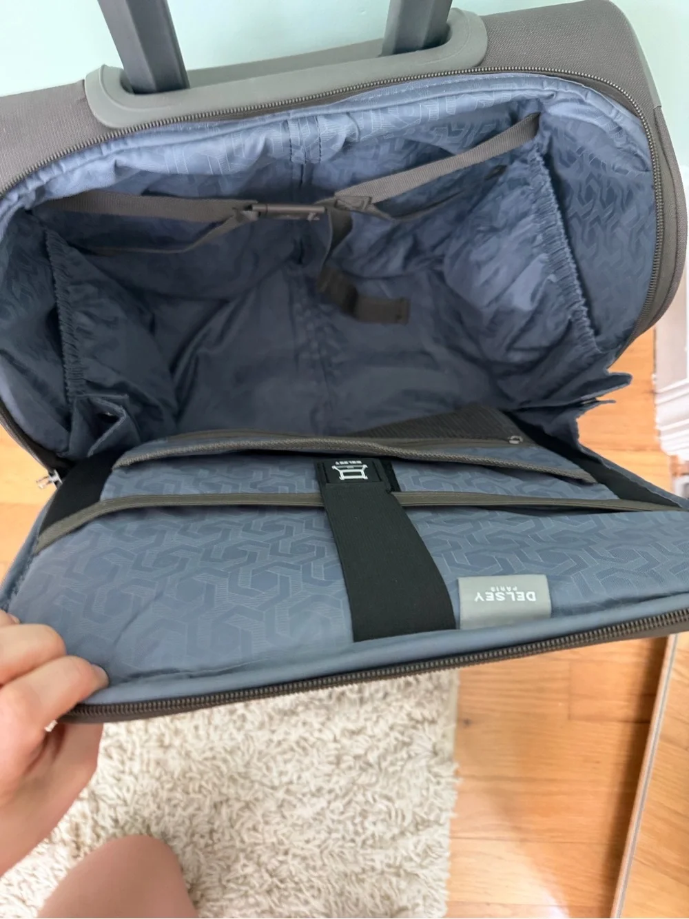 Brown Rolling Carry-On under seat luggage